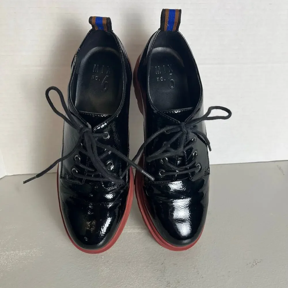 Mix No 6 Black Patent Platform Oxfords Size 7